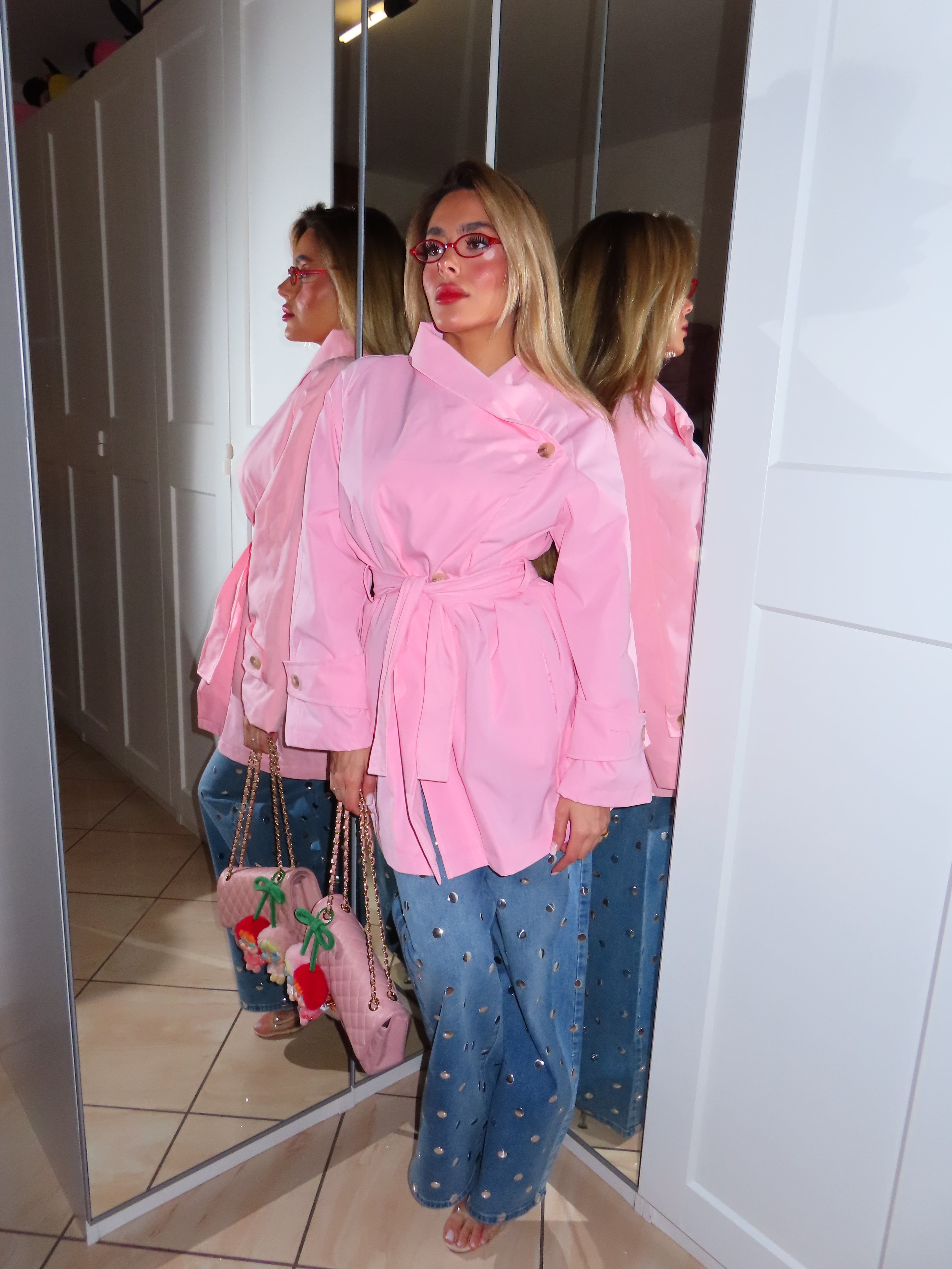 Trench midi con chiusura trasversale