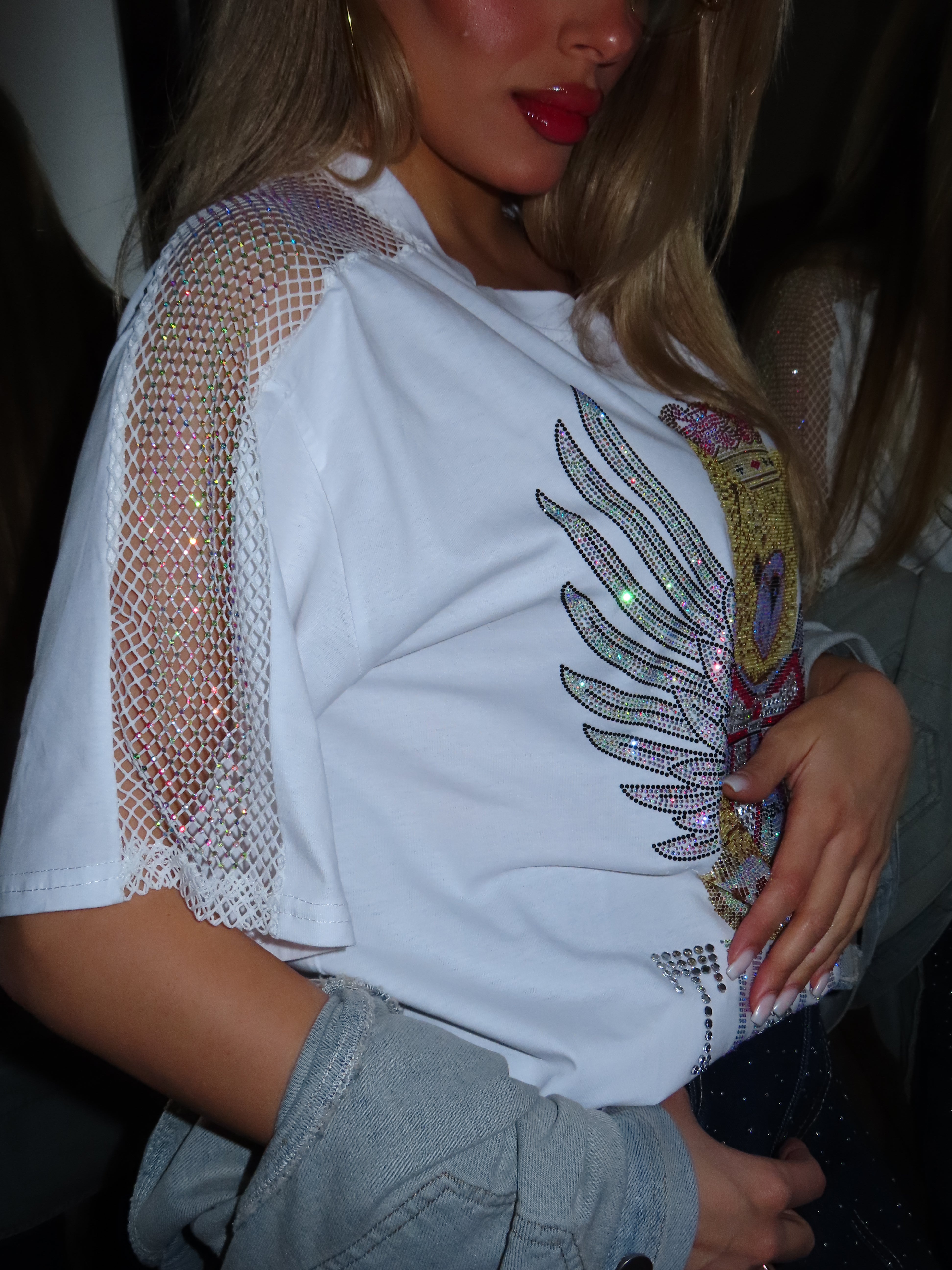 T shirt con brillantini orsetto touch me