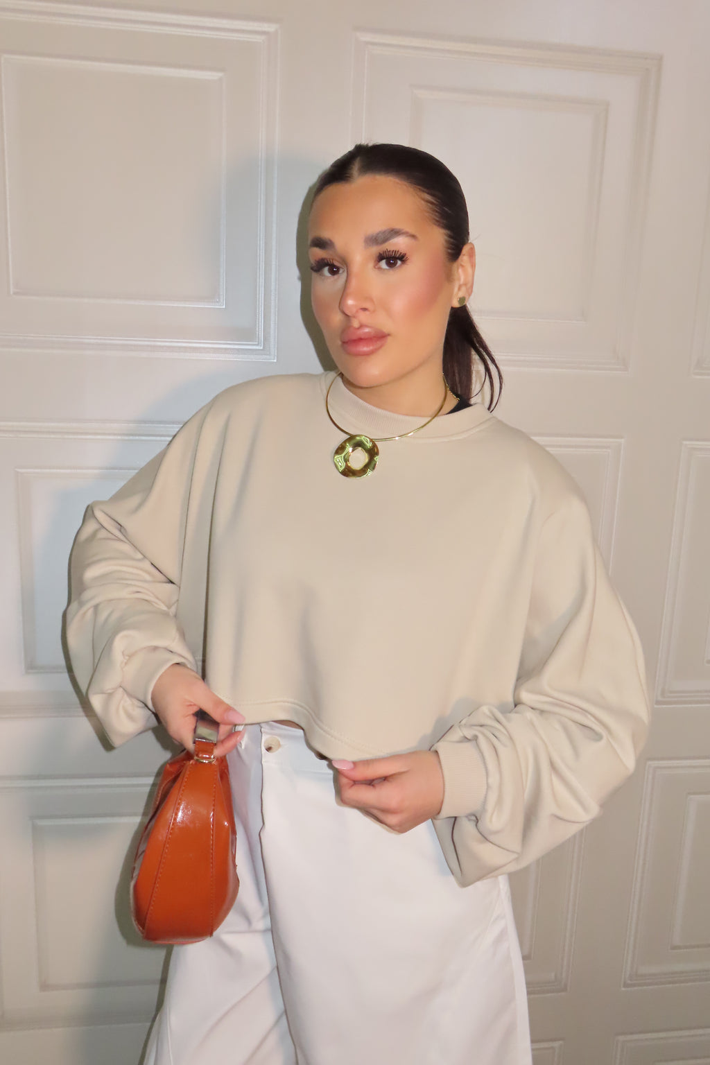 Felpa garzata JustWest con spalline longsleeve Annette
