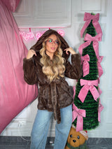 Pelliccia eco visone con cintura