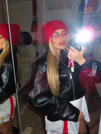 Giacca ecopelle con manica over