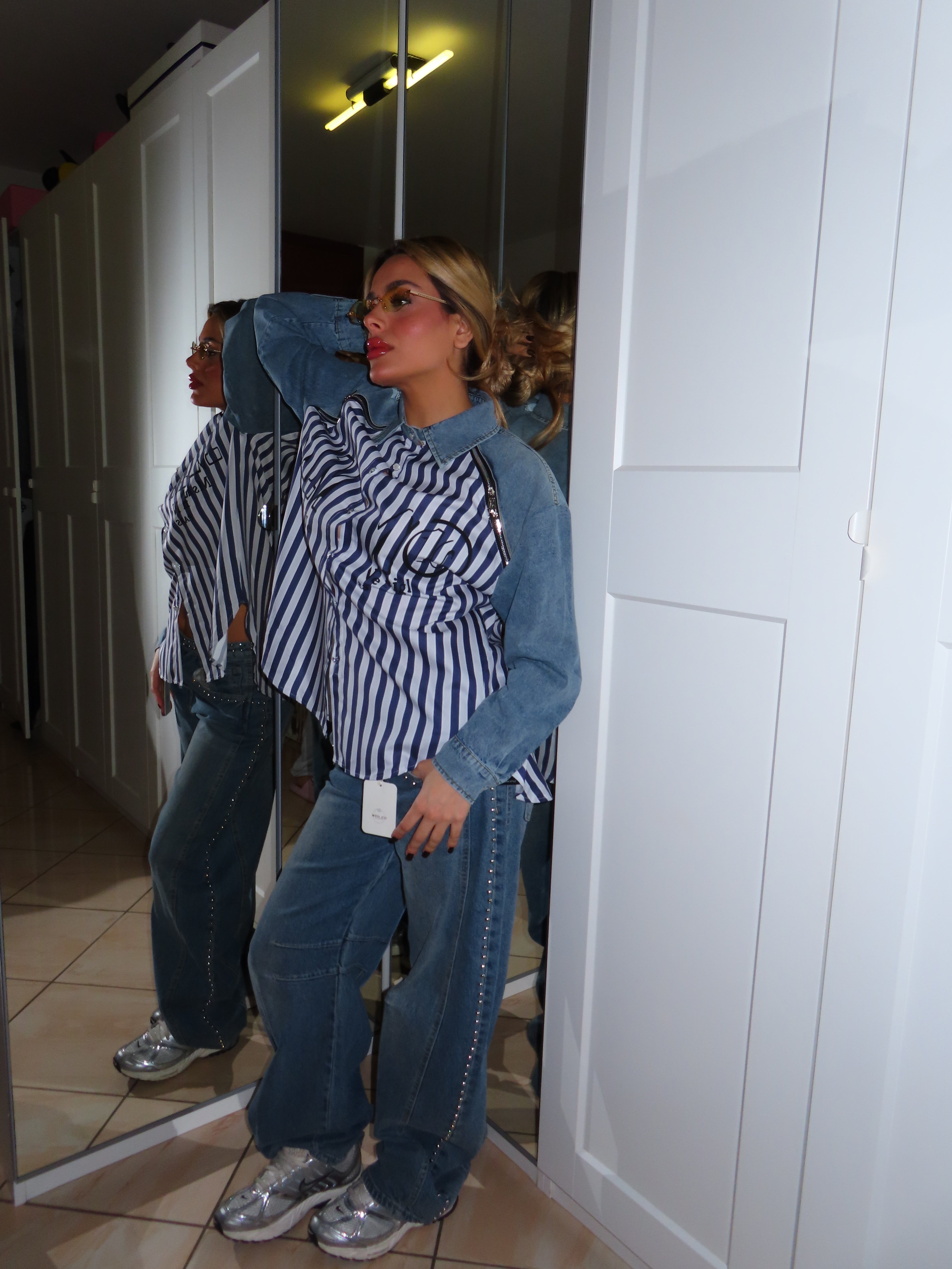 Camicia di jeans a righe
