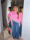 Maglia con piume e spalline