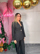 Tailleur Jennifer nero con bottoni oro