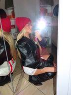 Giacca ecopelle con manica over