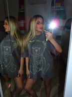 T shirt con orso brillantinato