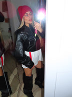 Giacca ecopelle con manica over