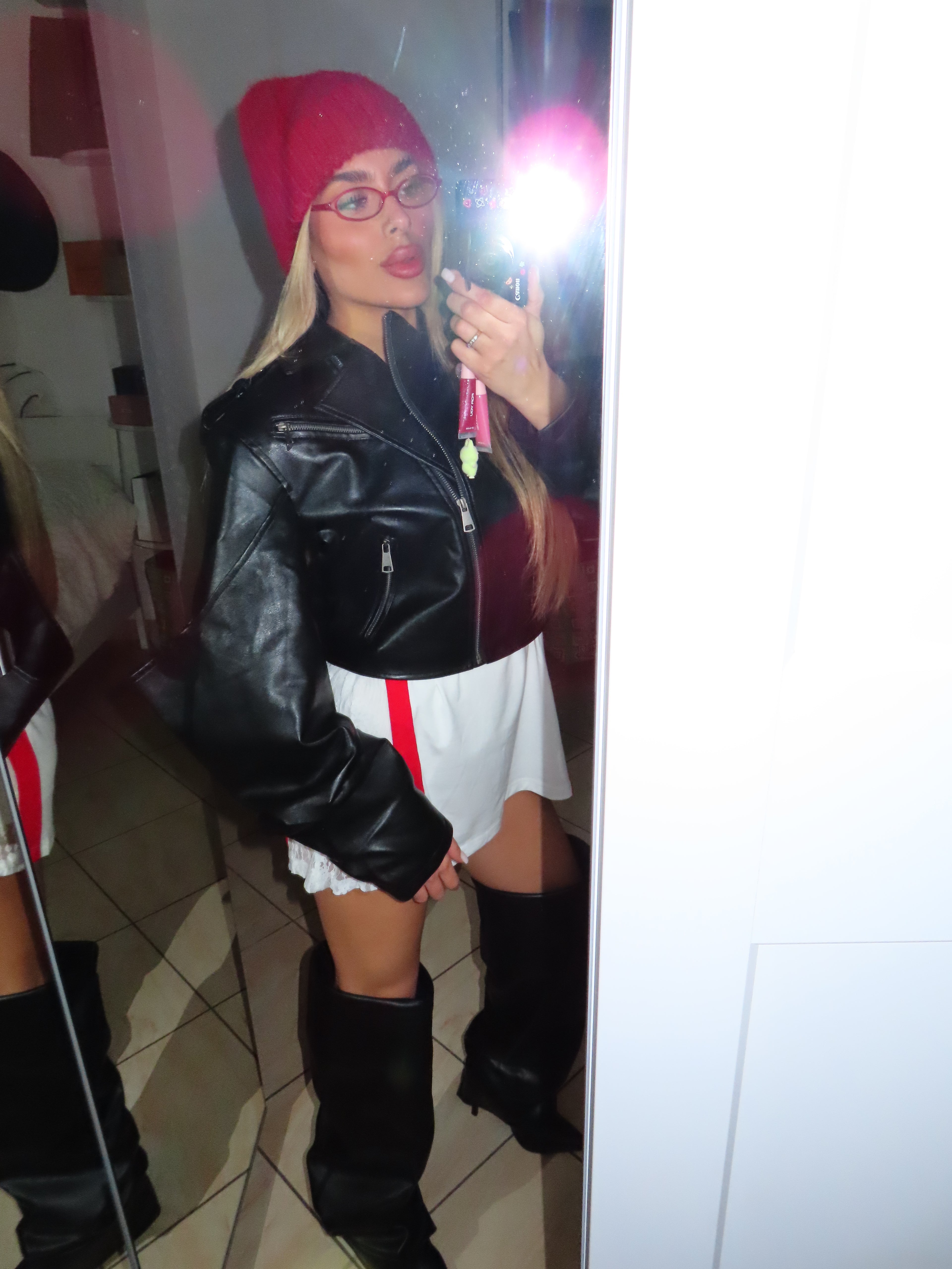 Giacca ecopelle con manica over