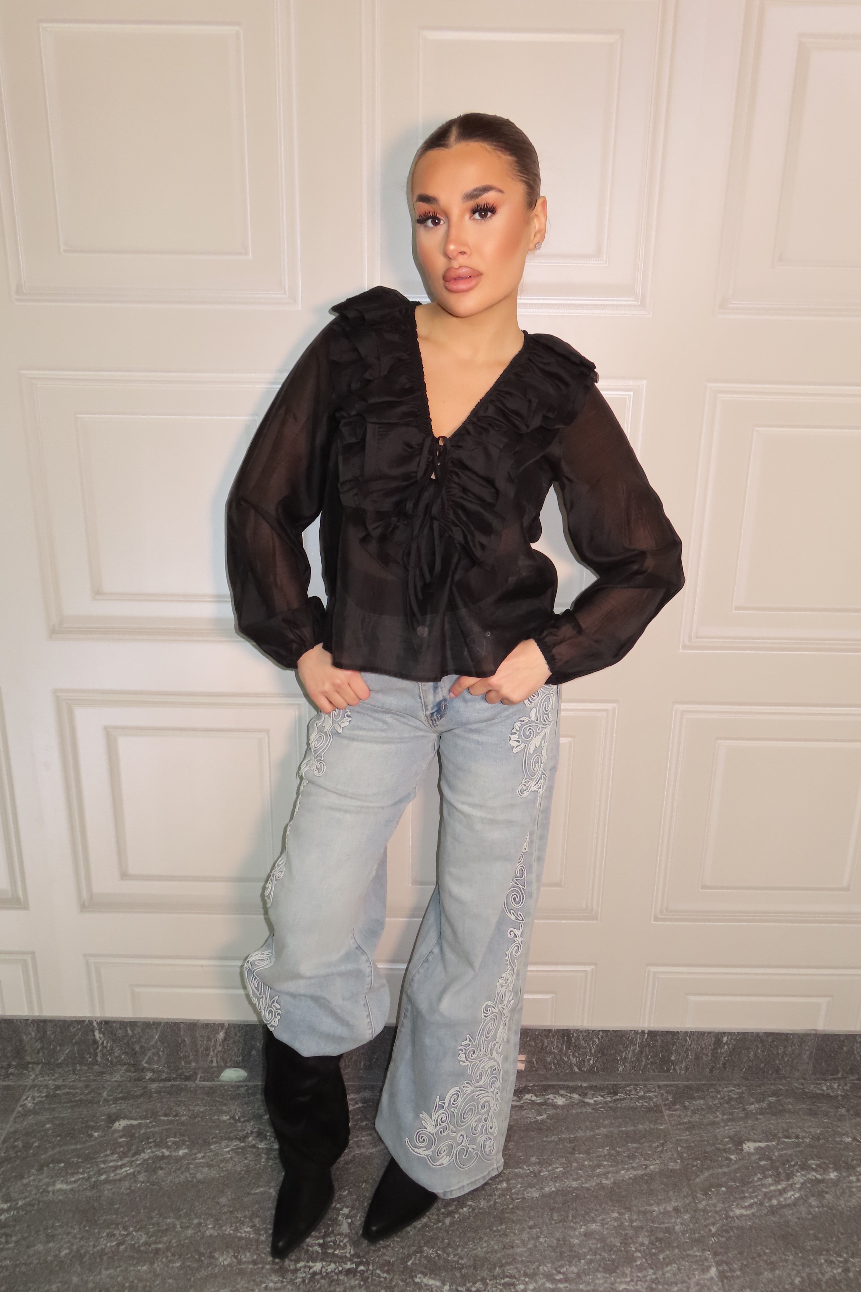 Jeans chiaro con origami