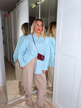 Camicia di jeans cielo con perle