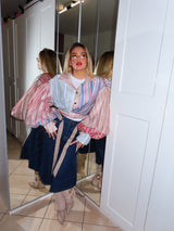 Camicia con maniche palloncino in organza e fiocco per puntovita