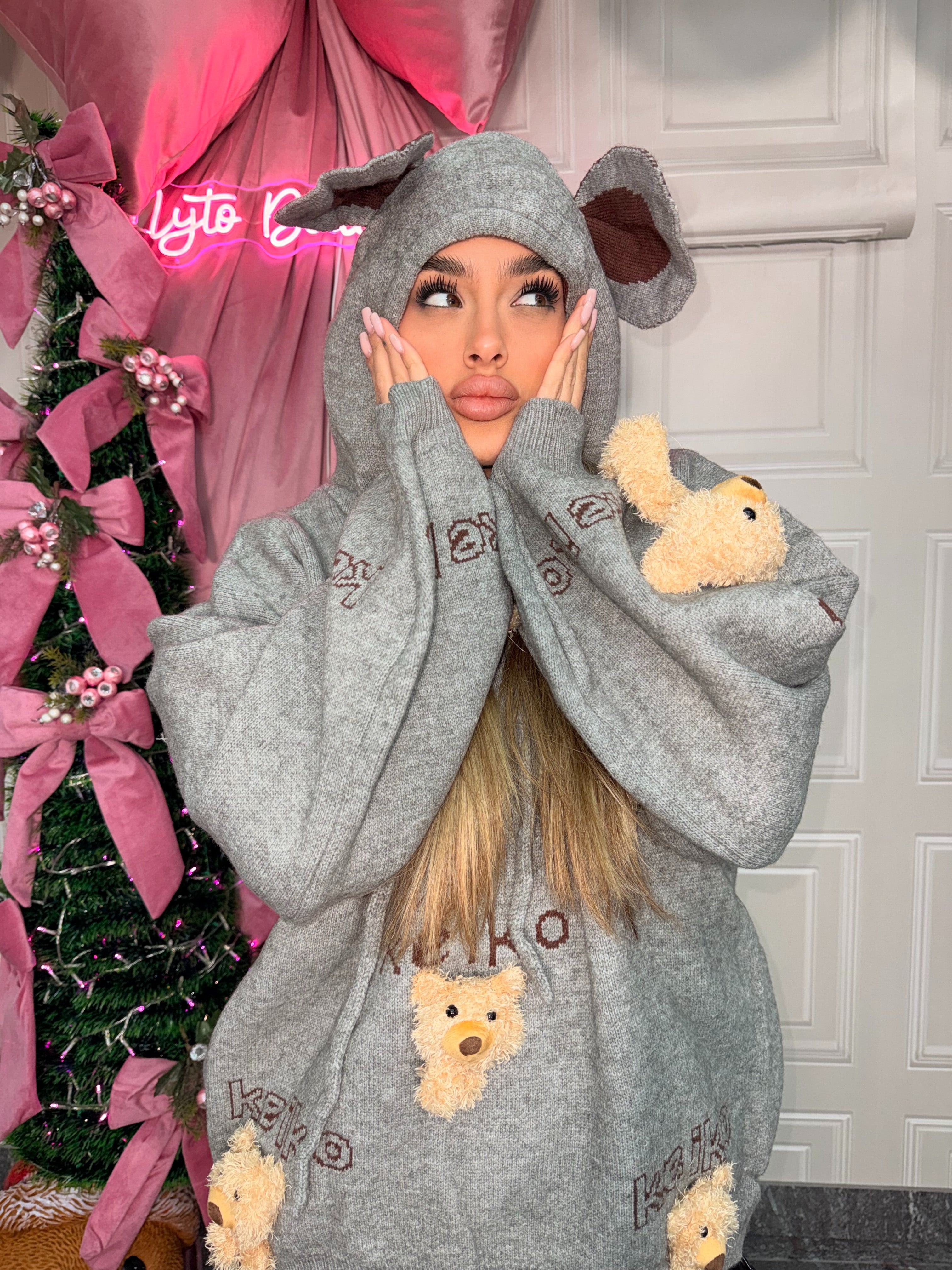 Felpa in lana maglione con orsetti