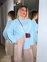 Camicia di jeans cielo con perle