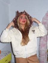 Felpa con pelliccia all interno I love cat