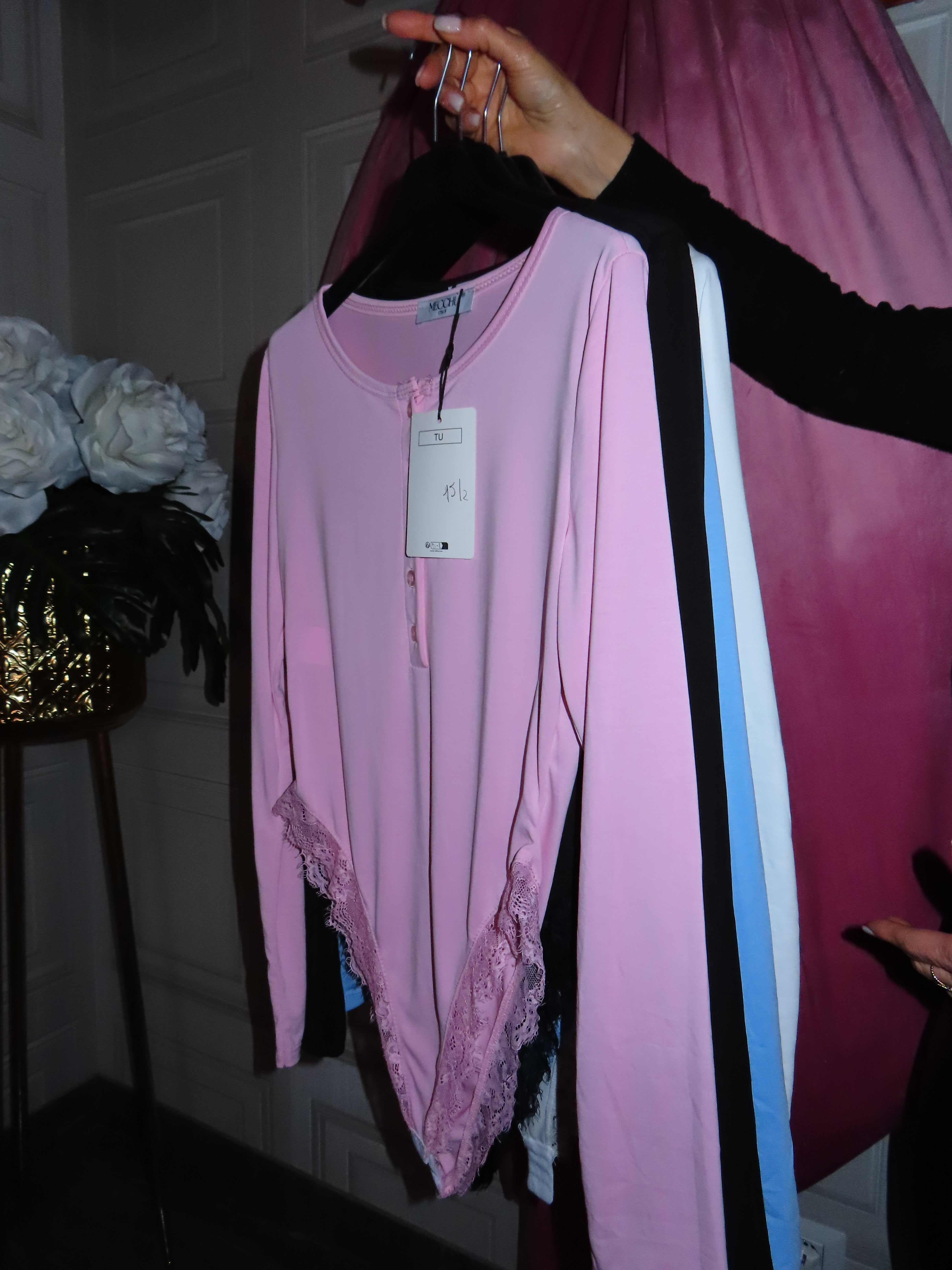 Body in cotone sgambato con pizzo Clara