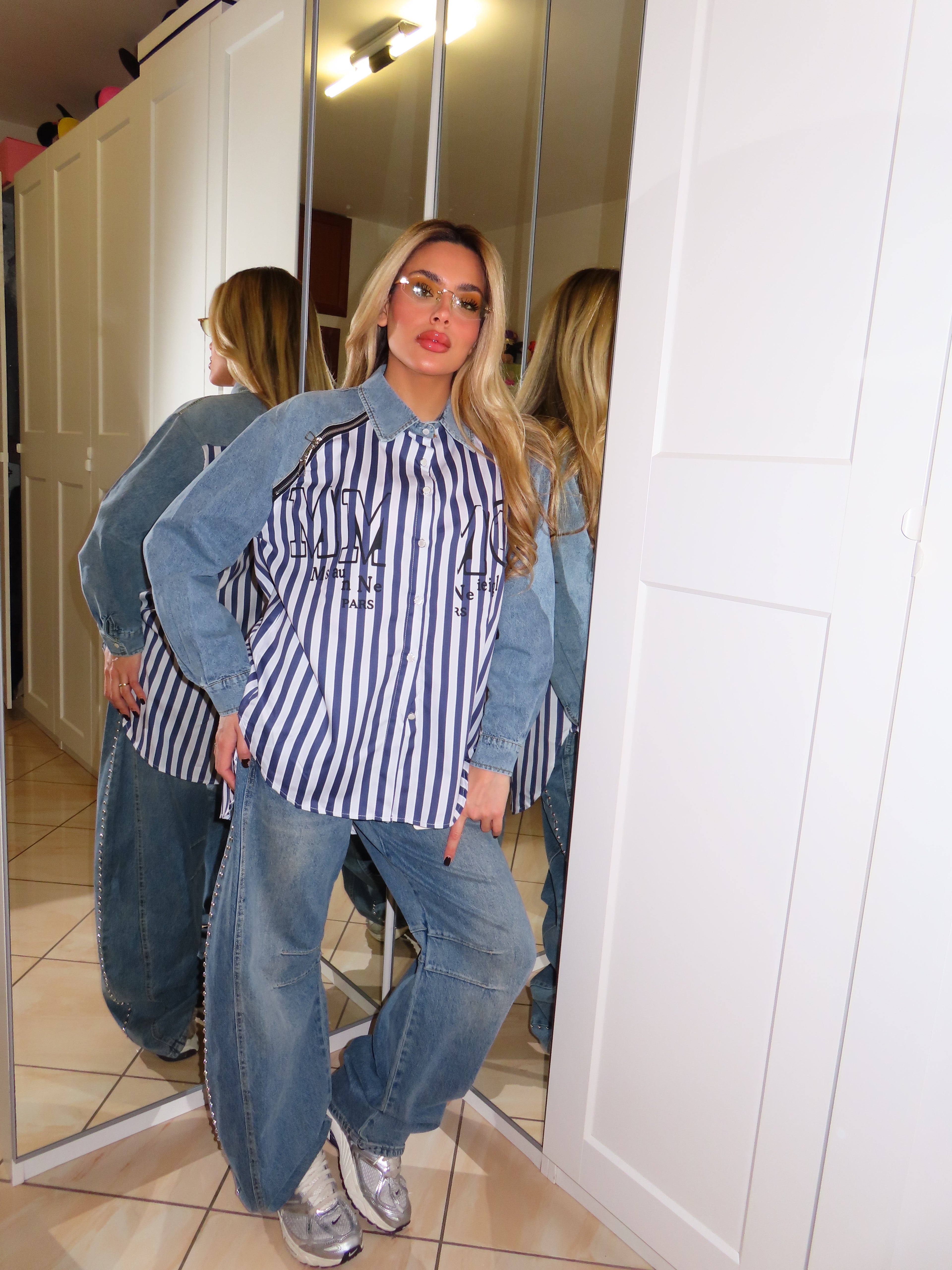 Camicia di jeans a righe