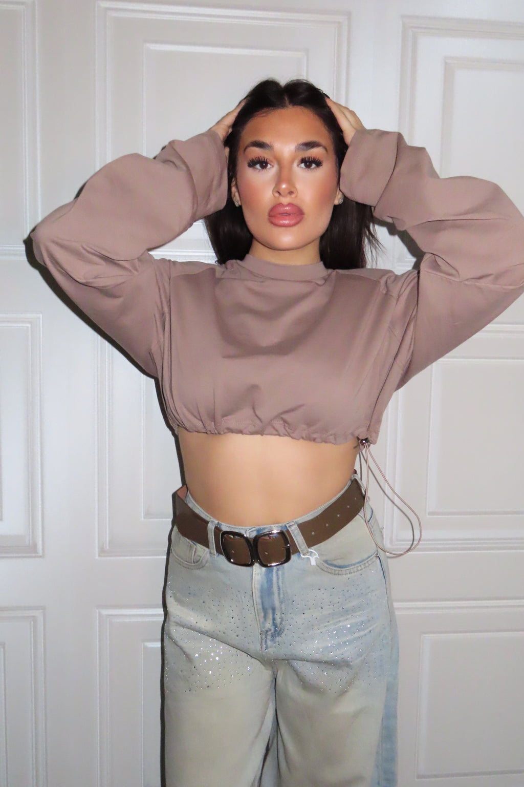 Maglia JustWest crop con coulisse regolabile