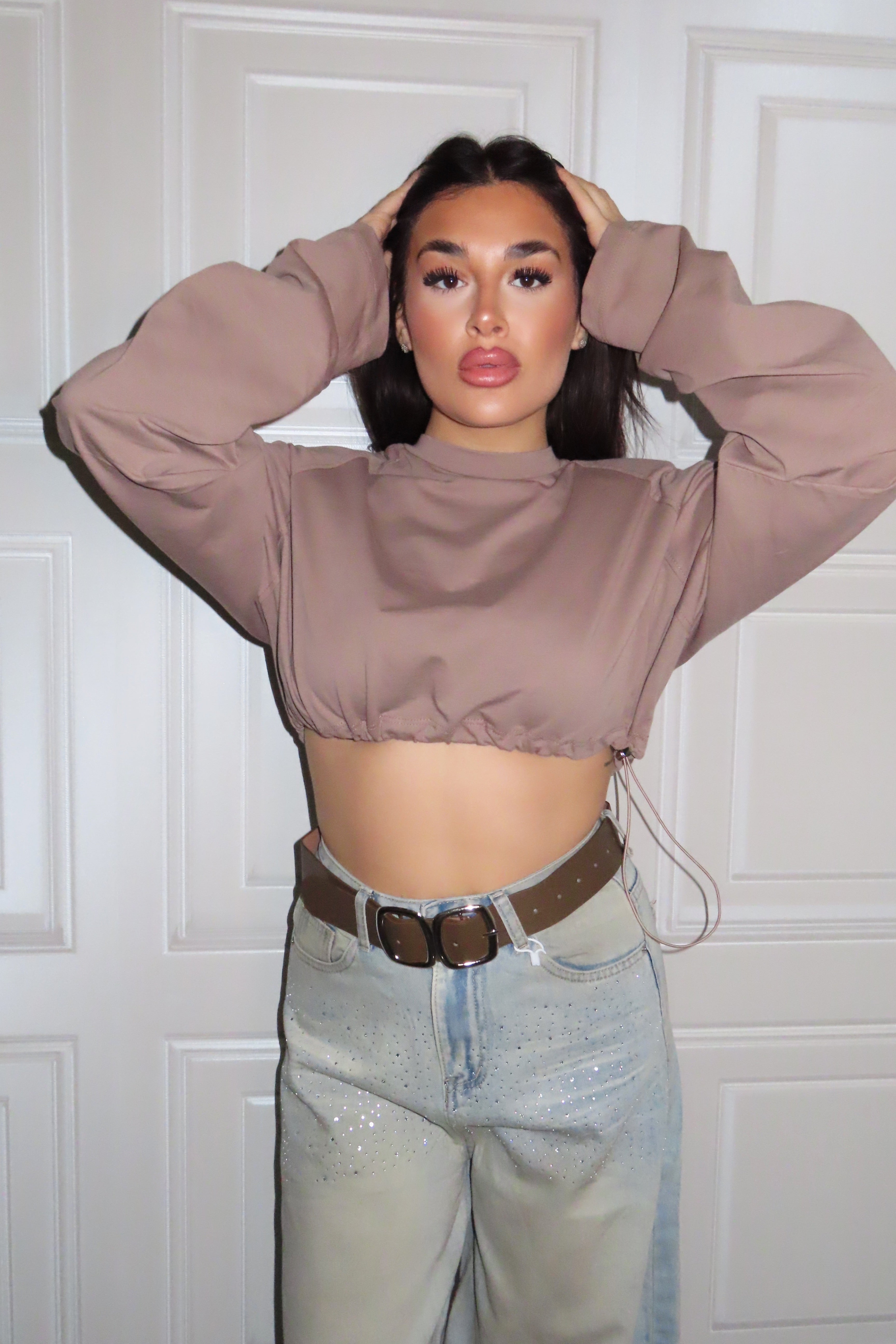 Maglia JustWest crop con coulisse regolabile