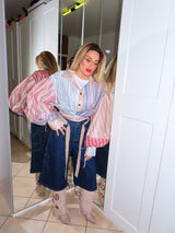 Camicia con maniche palloncino in organza e fiocco per puntovita