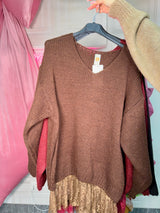 Maglione con pizzo e scollo V