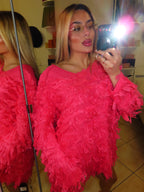 Maglione fucsia con trama particolare