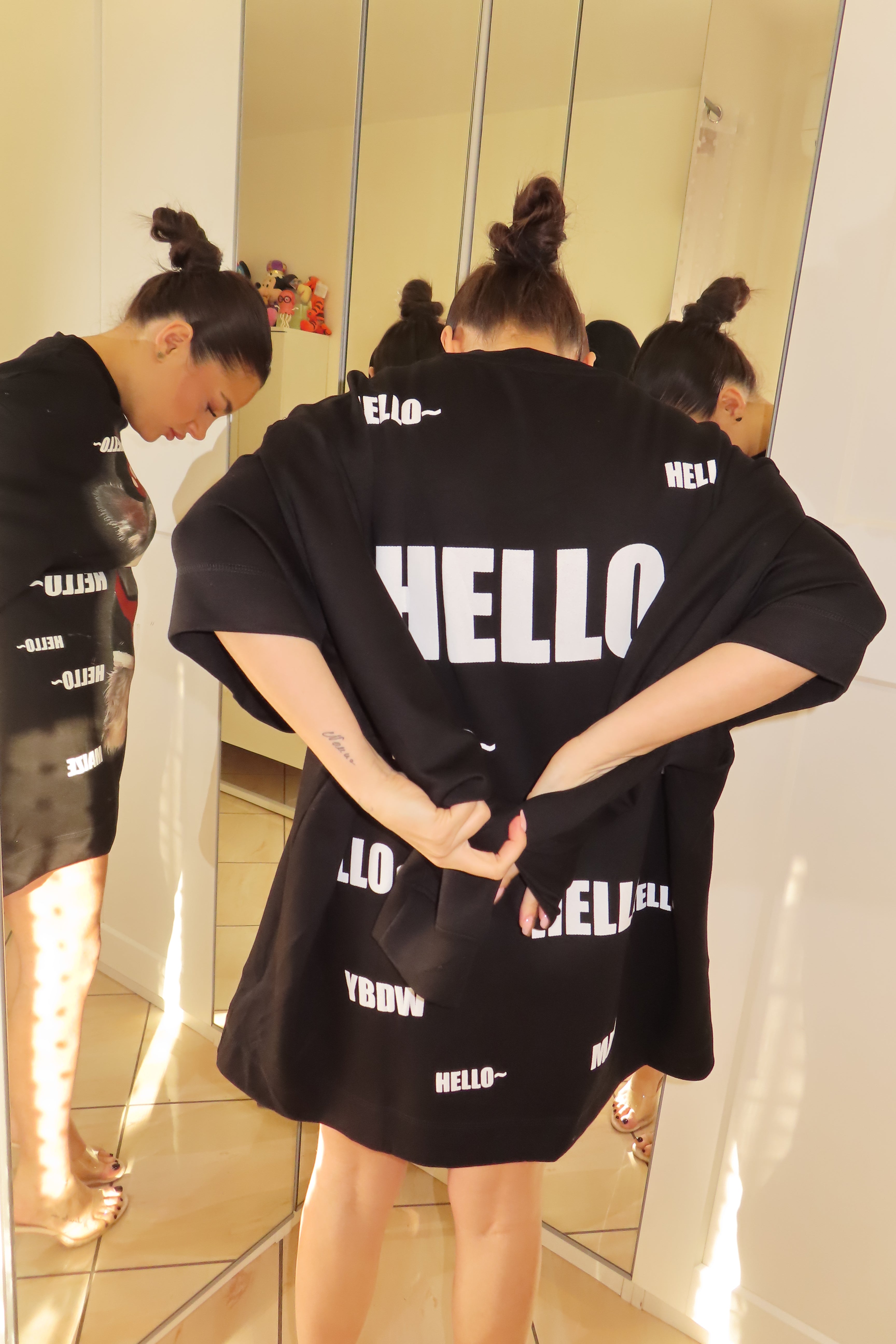 Maglia double con manica corta e manica lunga Hello