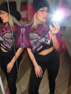 Leggins felpato con scollo a V