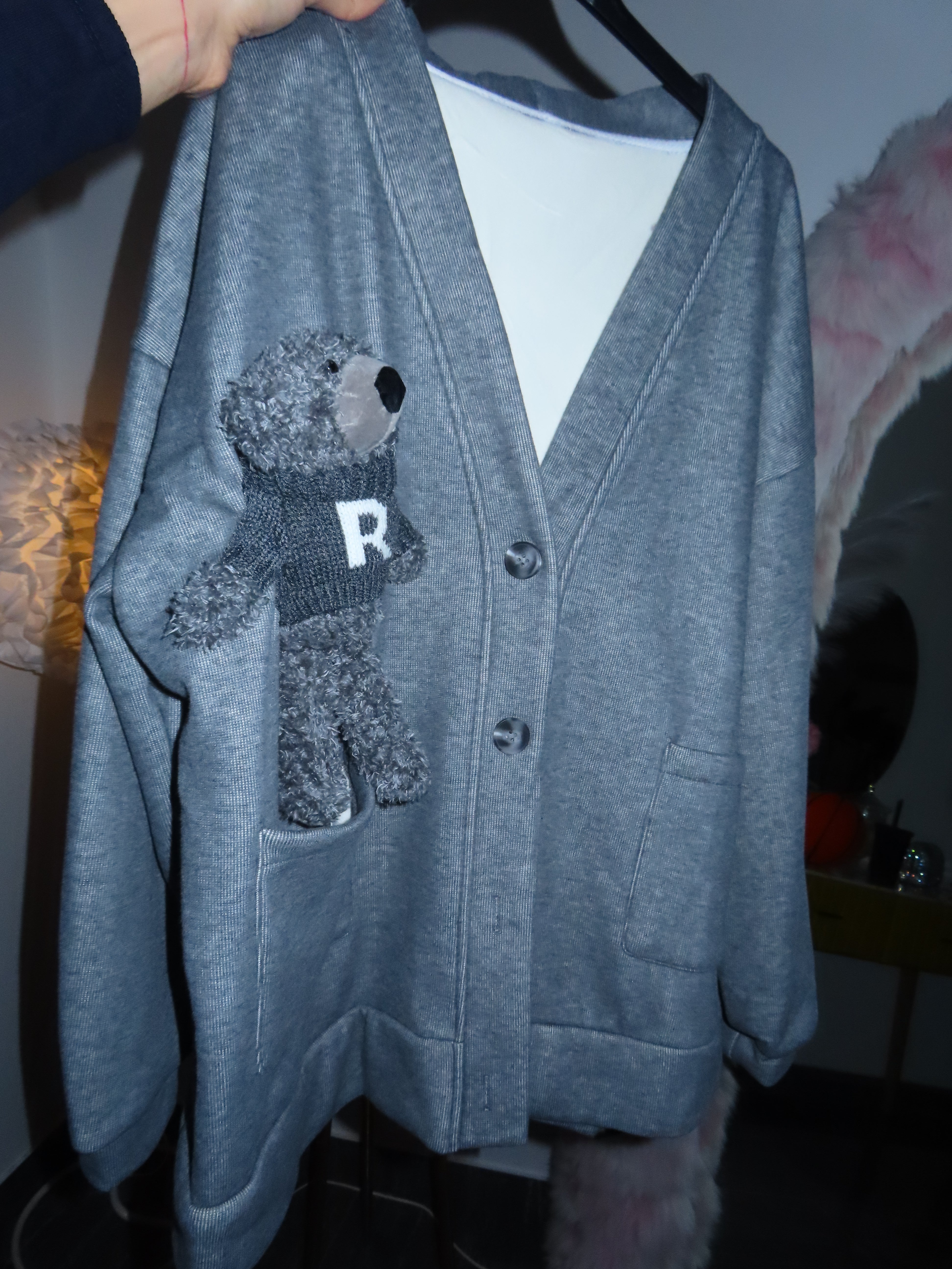 Cardigan con peluche estraibile