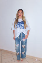Jeans cuore brillante
