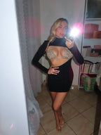 Dress in Lycra con spalline e top brillantinato oro