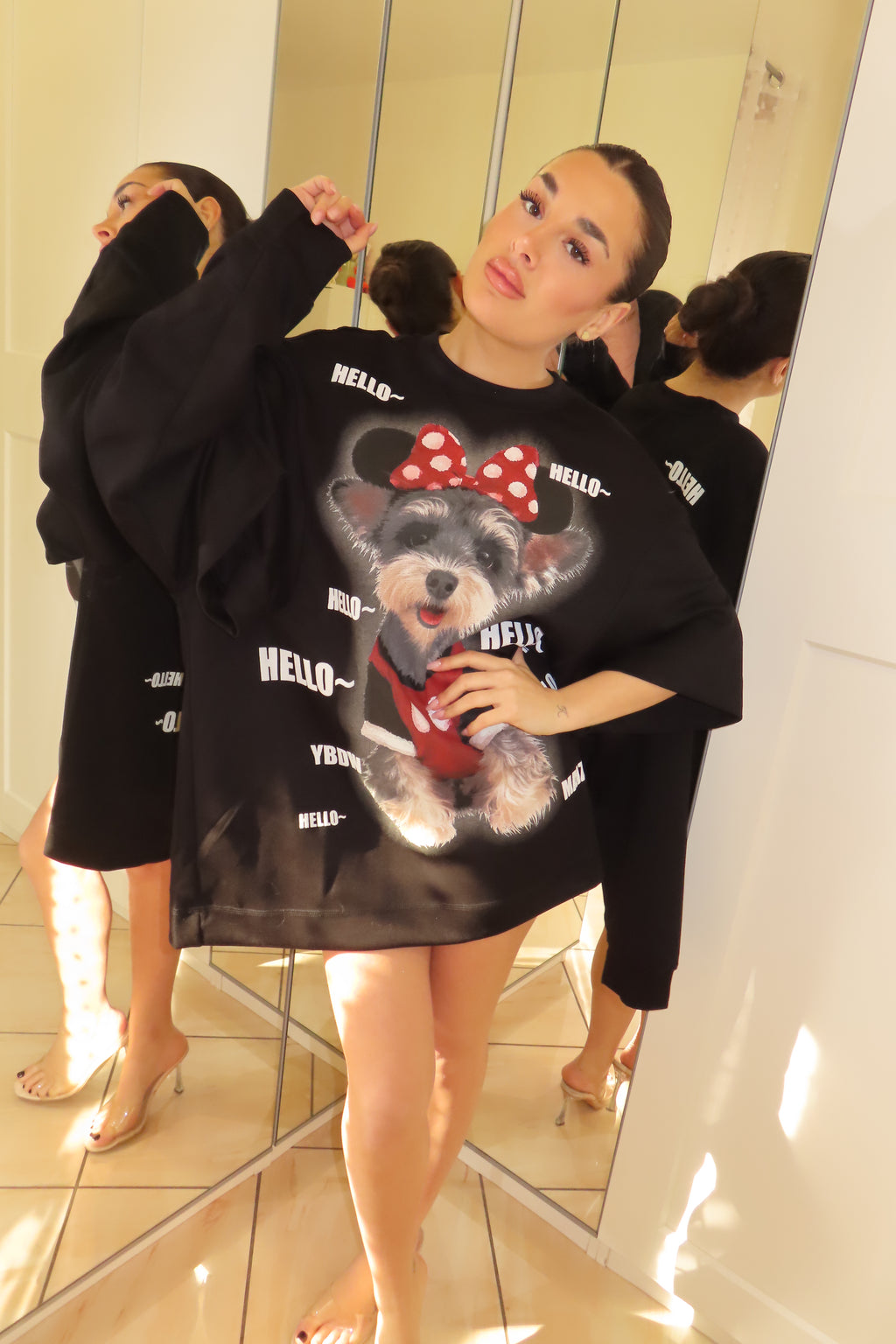 Maglia double con manica corta e manica lunga Hello