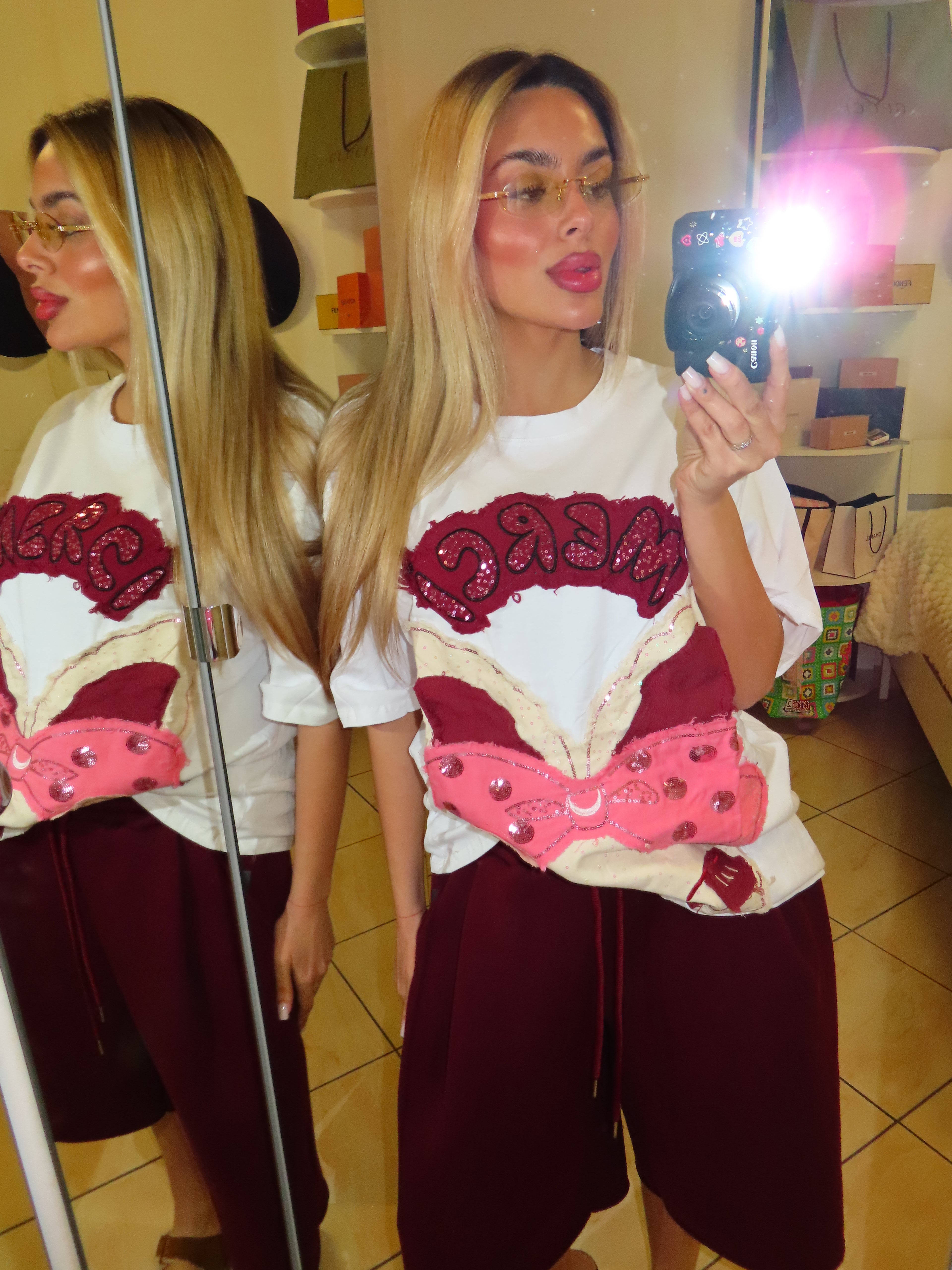 T shirt con fiocco Merci