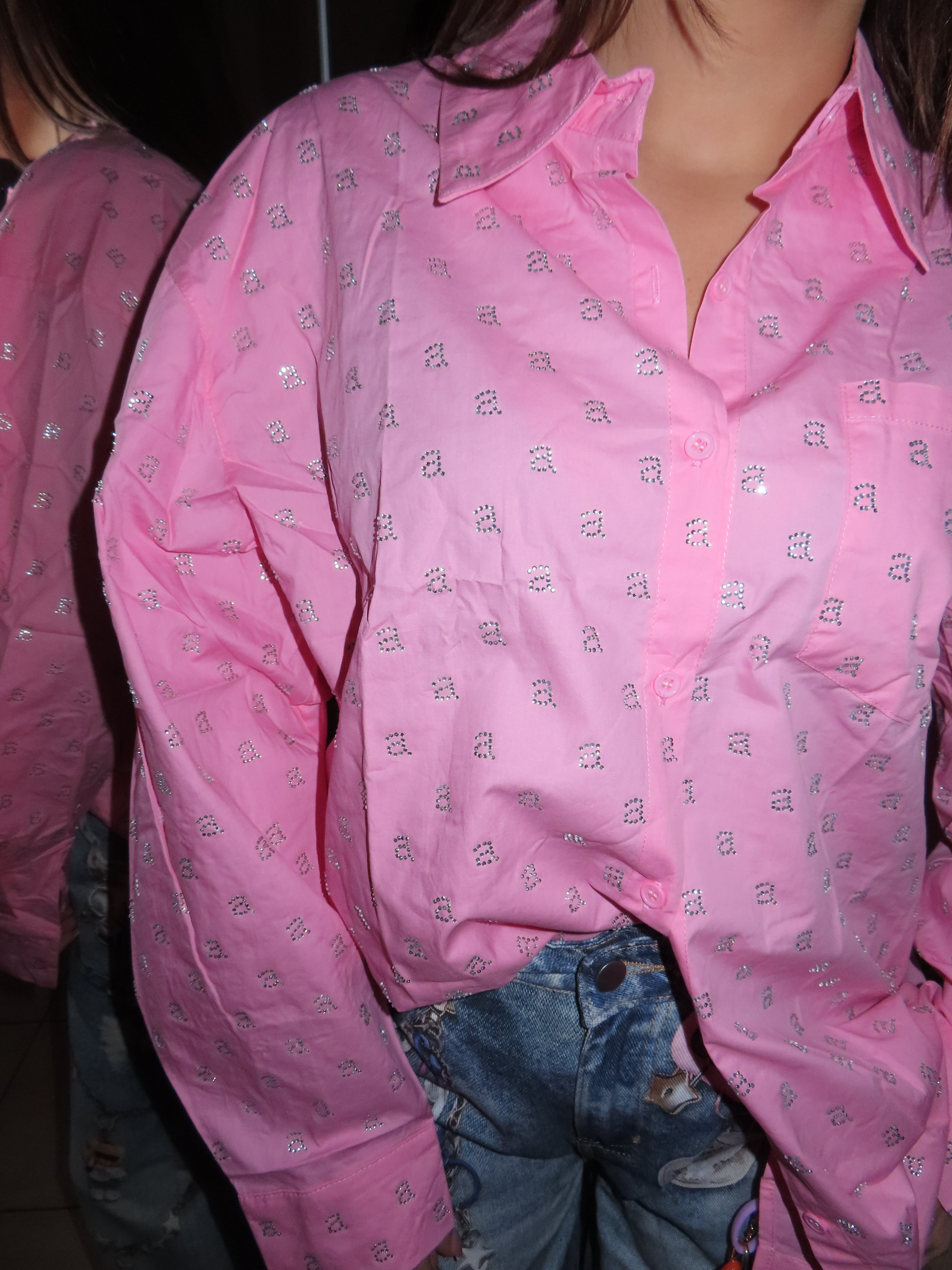 Camicia con strass rosa  Alexandra
