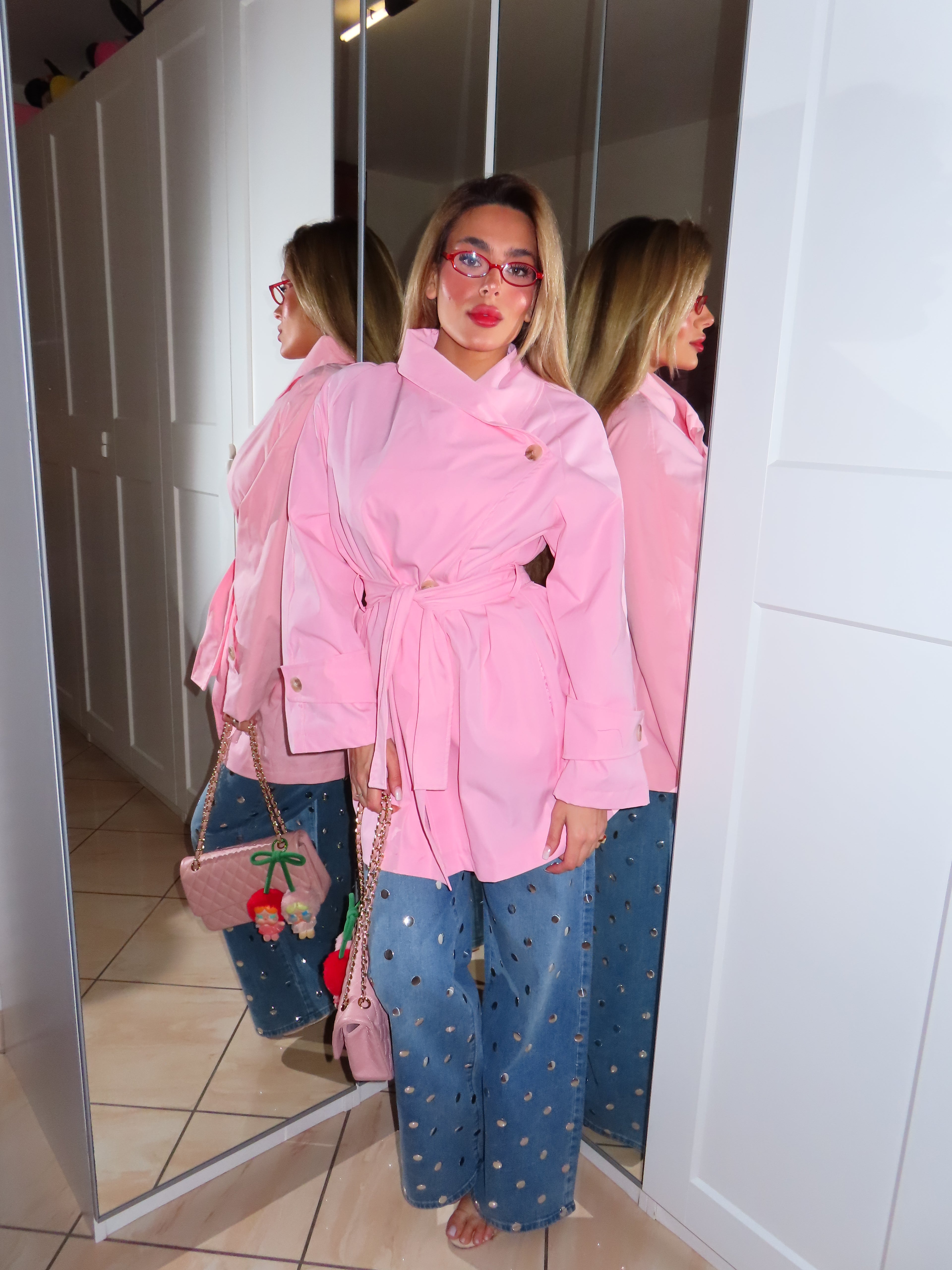 Trench midi con chiusura trasversale