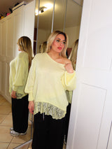 Maglione pastello con raso