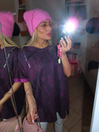 T shirt con zip purple