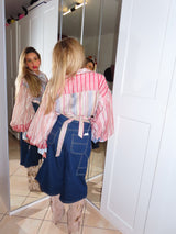 Camicia con maniche palloncino in organza e fiocco per puntovita