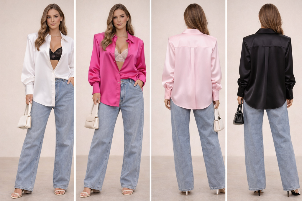 Camicia over satin JustWest con spallina imbottita