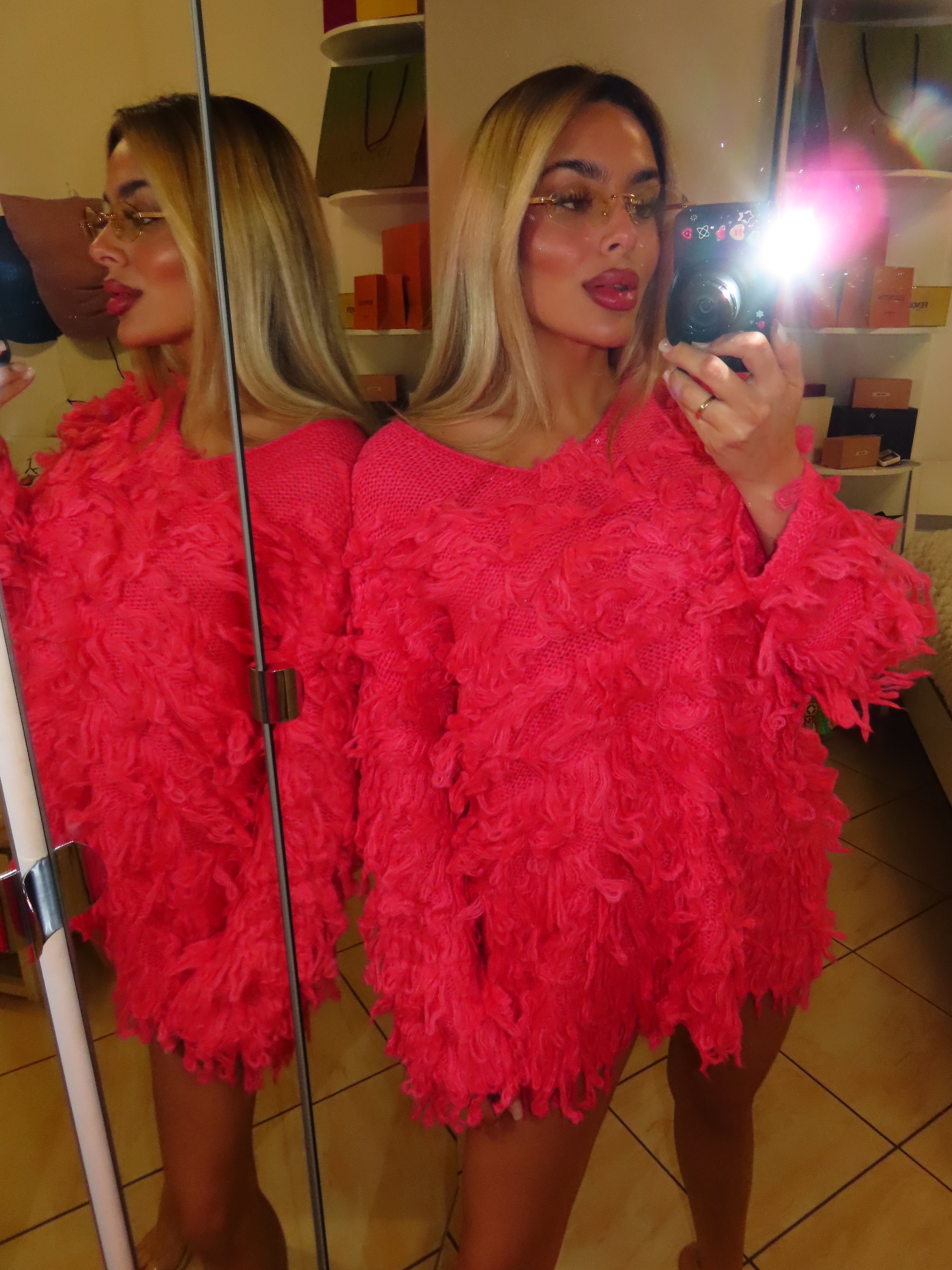Maglione fucsia con trama particolare