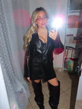 Dress a giacca ecopelle con spalline