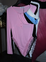 Body in cotone sgambato con pizzo Clara