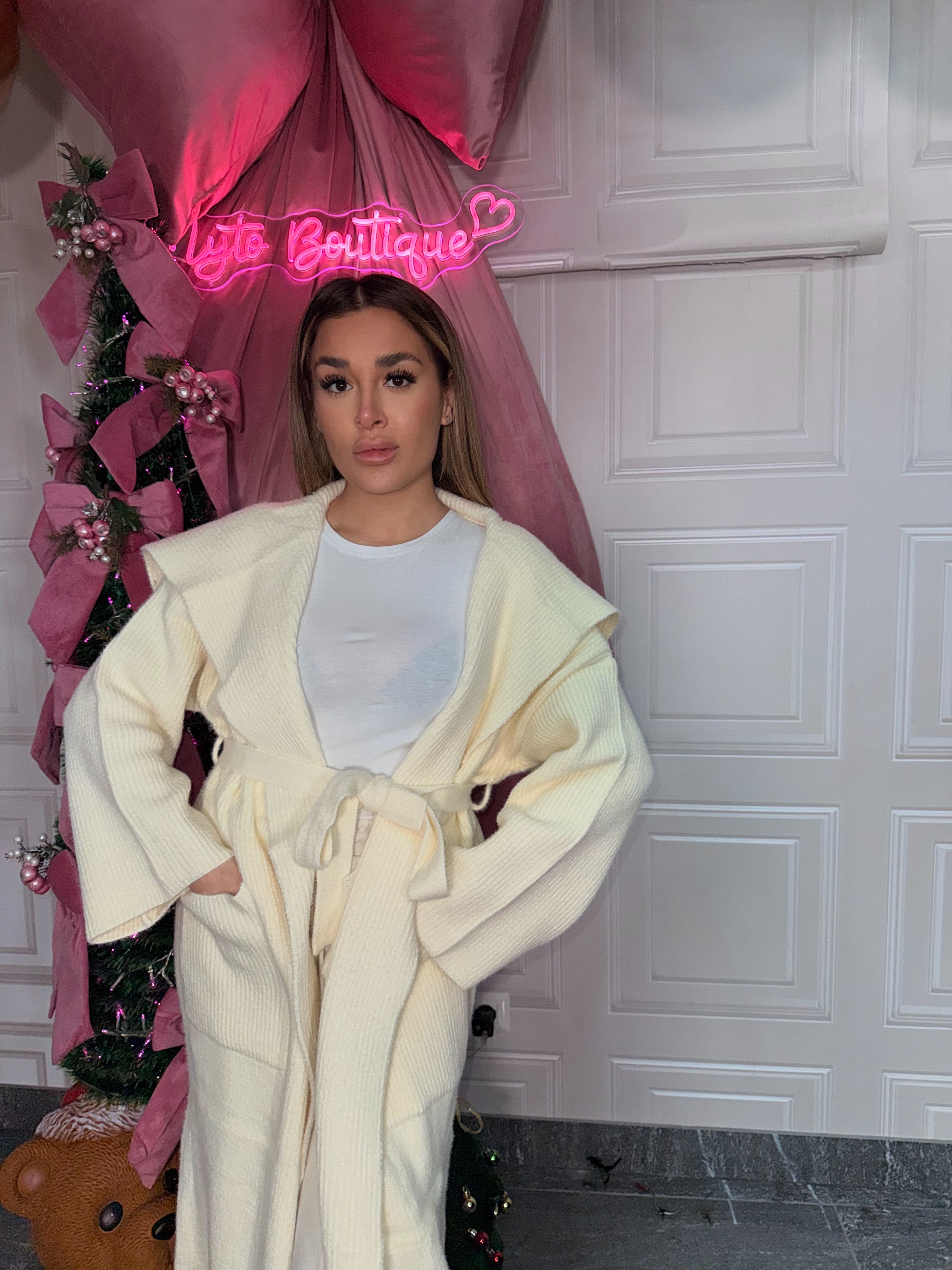 Cardigan in lana cream