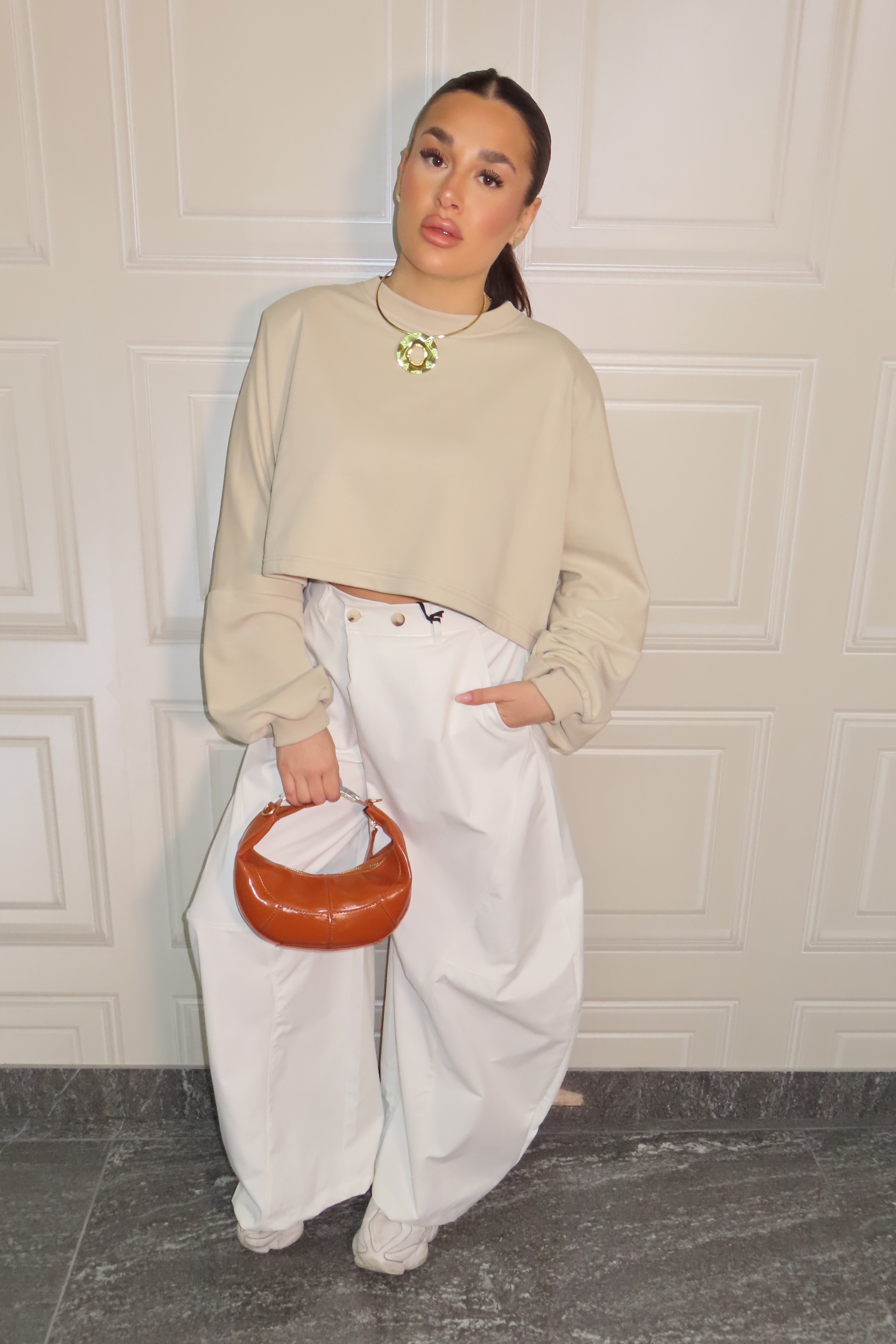 Felpa garzata JustWest con spalline longsleeve Annette