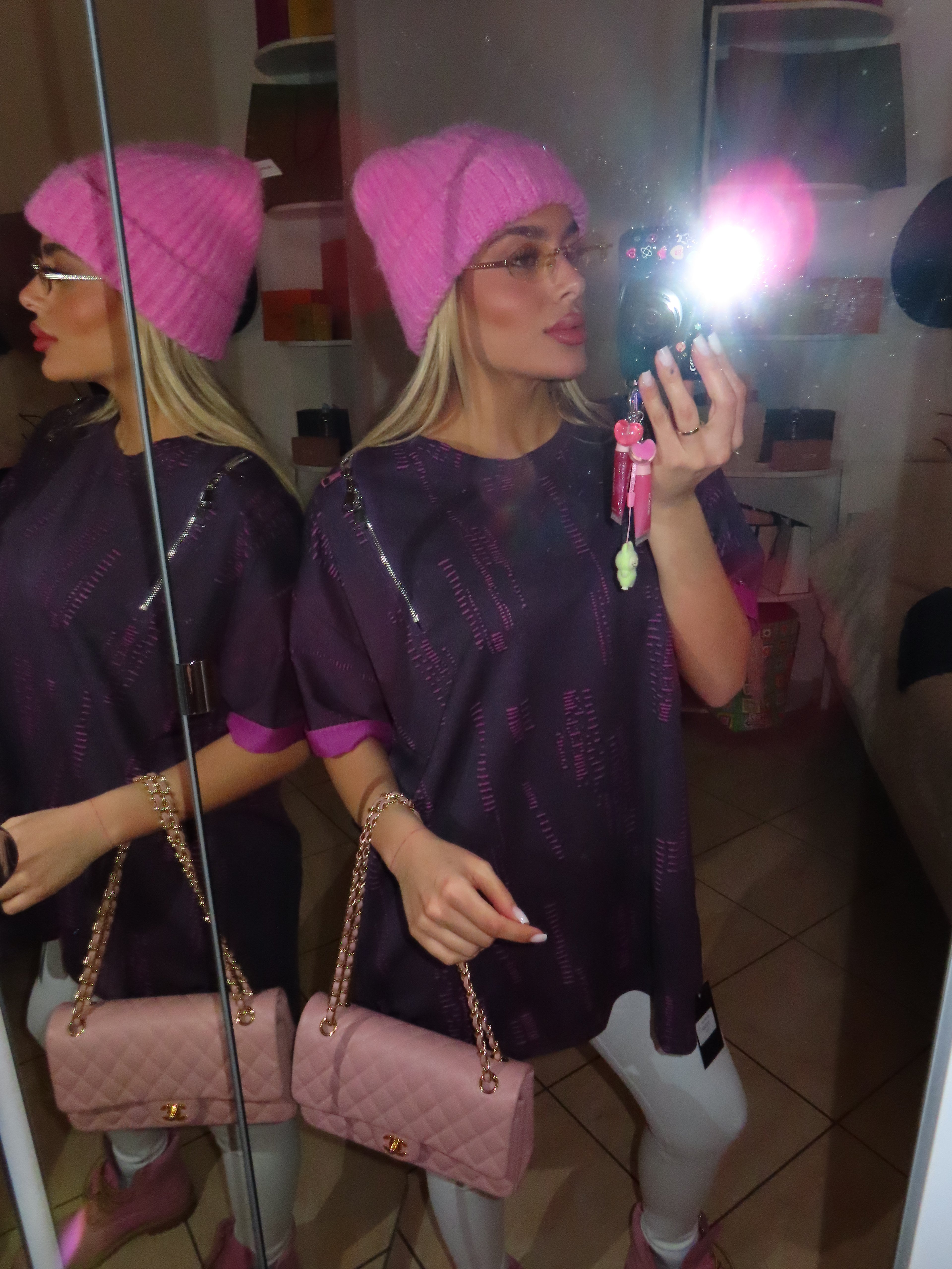 T shirt con zip purple